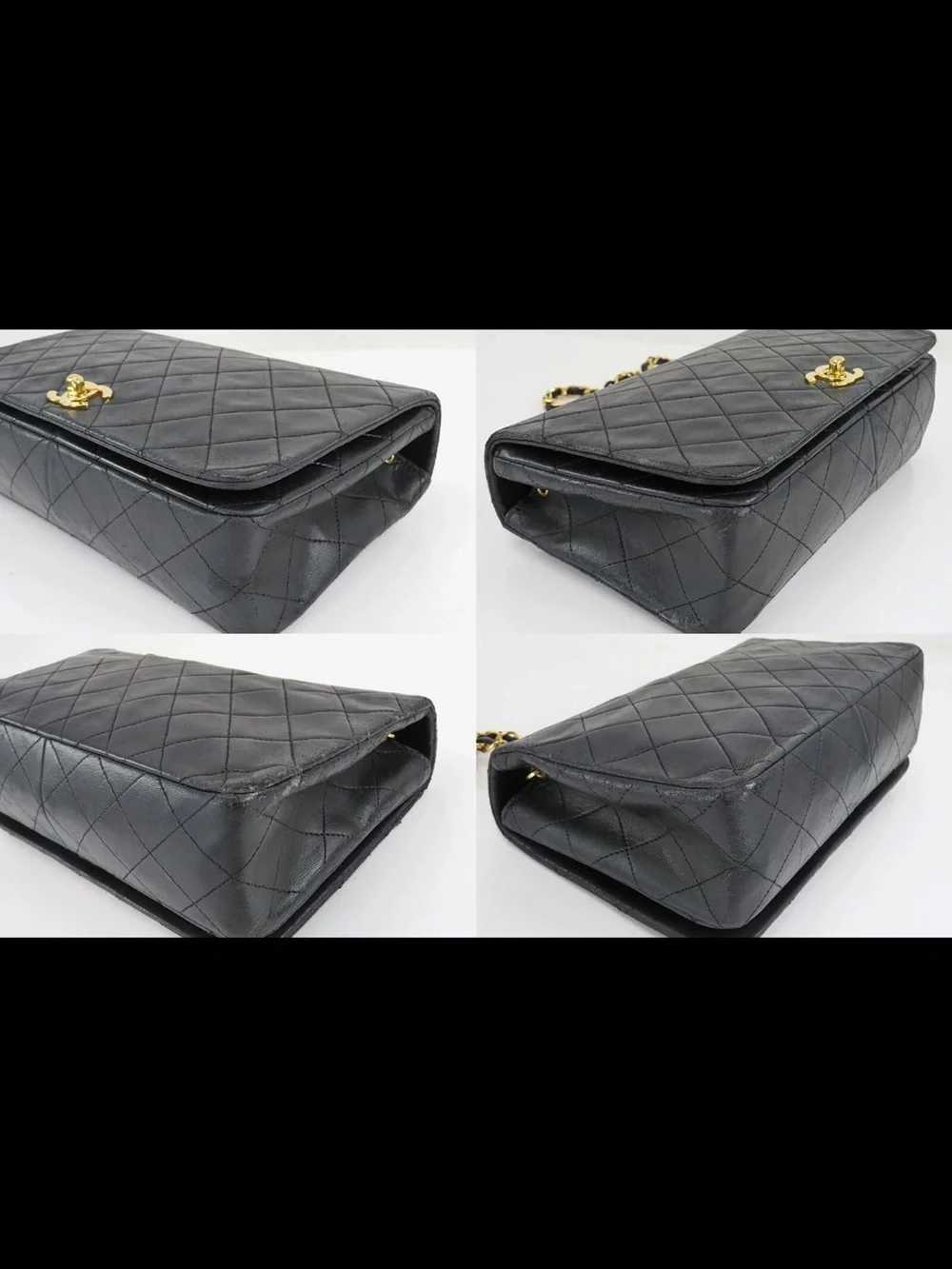 CHANEL Black Quilted Lambskin Shoulder Bag with Gold Hardware